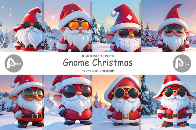 Digital Paper Gnome Christmas Digital Pattern artnoy 