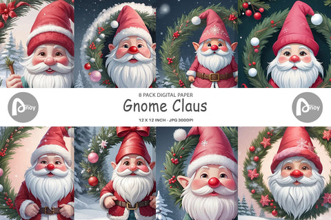 Digital Paper Gnome Claus Digital Pattern artnoy 