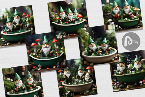 Digital Paper Gnome in the Bathtub Digital Pattern artnoy 