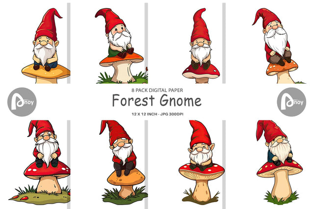 Digital Paper Gnome in the Forest Digital Pattern artnoy 