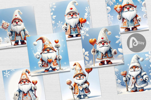 Digital Paper Gnome Winter Digital Pattern artnoy 