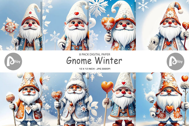 Digital Paper Gnome Winter Digital Pattern artnoy 