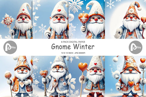 Digital Paper Gnome Winter Digital Pattern artnoy 