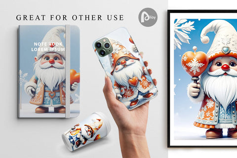 Digital Paper Gnome Winter Digital Pattern artnoy 