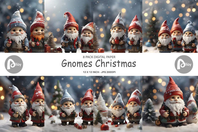 Digital Paper Gnomes Christmas Digital Pattern artnoy 