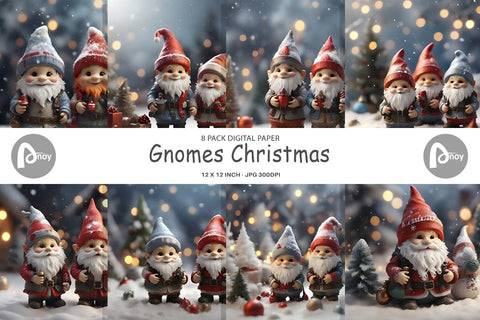 Digital Paper Gnomes Christmas Digital Pattern artnoy 