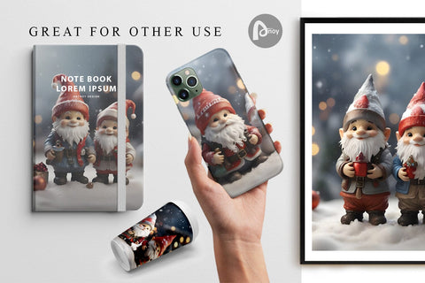 Digital Paper Gnomes Christmas Digital Pattern artnoy 