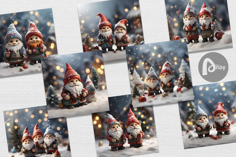 Digital Paper Gnomes Christmas Digital Pattern artnoy 