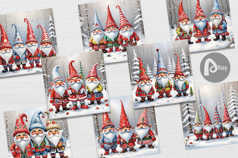 Digital Paper Gnomes in Winter Snow Digital Pattern artnoy 