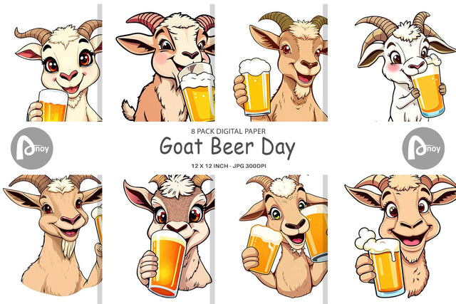 Digital Paper Goat Beer Day Digital Pattern artnoy 