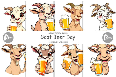 Digital Paper Goat Beer Day Digital Pattern artnoy 