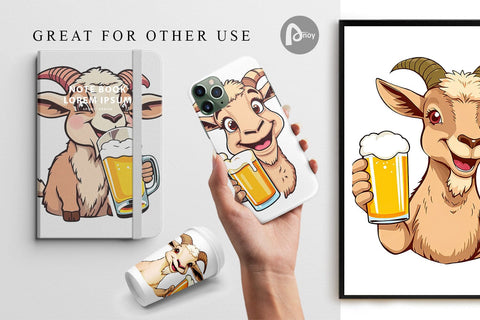Digital Paper Goat Beer Day Digital Pattern artnoy 