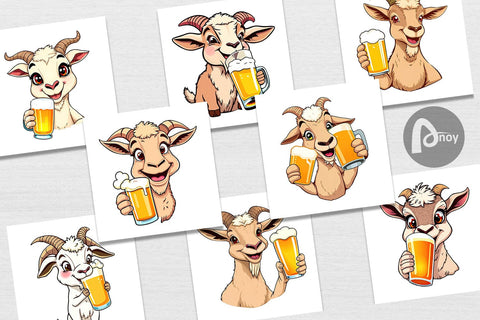 Digital Paper Goat Beer Day Digital Pattern artnoy 