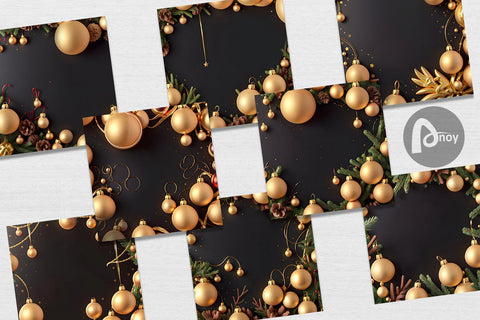 Digital Paper Gold Baubles Ornaments Digital Pattern artnoy 