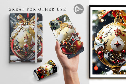 Digital Paper Gold Round Christmas Digital Pattern artnoy 