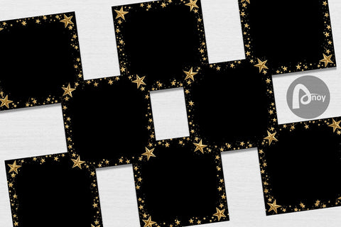 Digital Paper Gold Star Ornaments Digital Pattern artnoy 