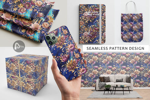 Digital Paper Golden Floral Pattern Digital Pattern artnoy 