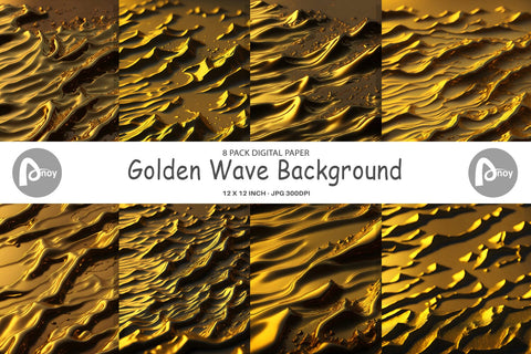 Digital Paper Golden Wave Background Digital Pattern artnoy 
