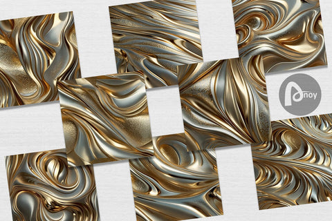 Digital Paper Golden Wave Digital Pattern artnoy 