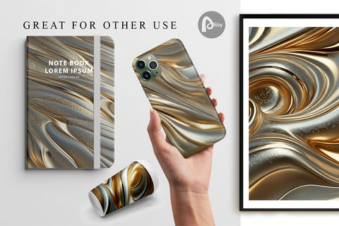 Digital Paper Golden Wave Digital Pattern artnoy 