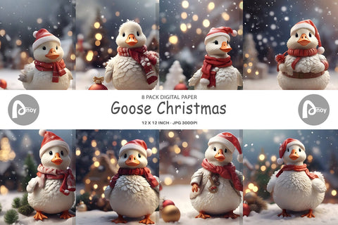 Digital Paper Goose Christmas Digital Pattern artnoy 