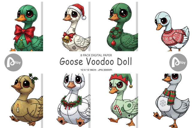 Digital Paper Goose Voodoo Doll Digital Pattern artnoy 