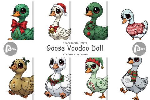 Digital Paper Goose Voodoo Doll Digital Pattern artnoy 