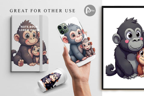 Digital Paper Gorilla Mother's Day Digital Pattern artnoy 