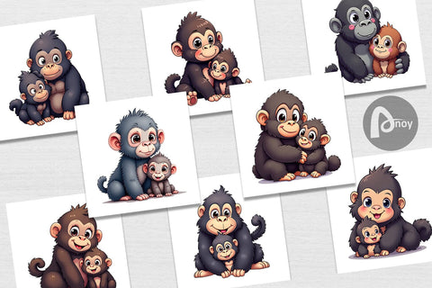 Digital Paper Gorilla Mother's Day Digital Pattern artnoy 