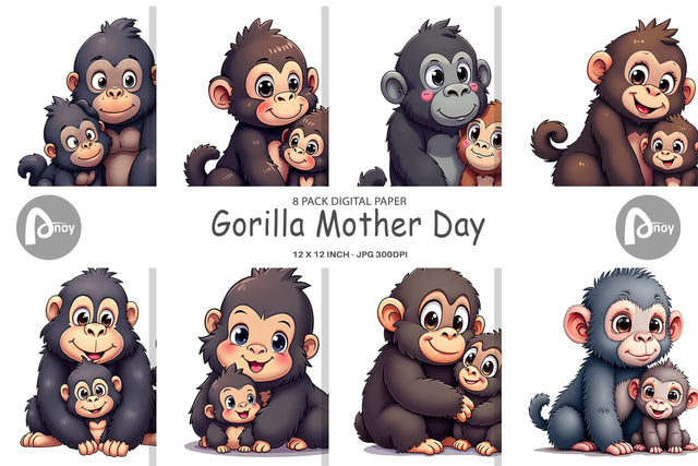 Digital Paper Gorilla Mother's Day Digital Pattern artnoy 