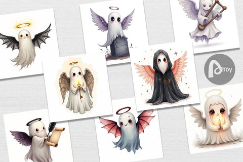 Digital Paper Gothic Angel Ghosts Digital Pattern artnoy 