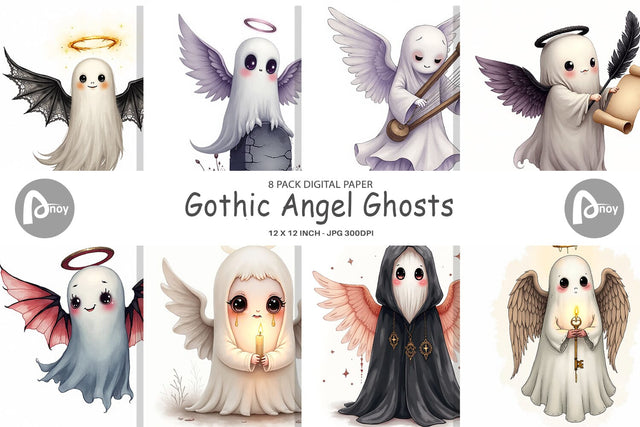 Digital Paper Gothic Angel Ghosts Digital Pattern artnoy 