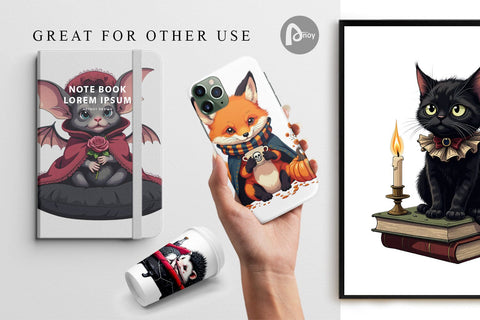 Digital Paper Gothic Baby Animals Digital Pattern artnoy 