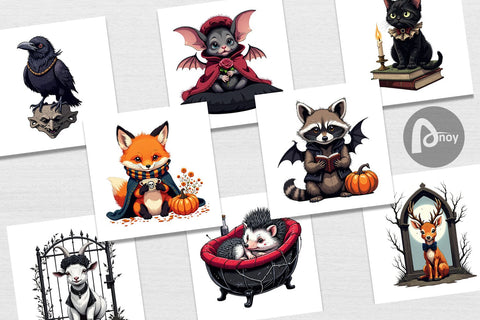 Digital Paper Gothic Baby Animals Digital Pattern artnoy 