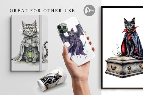 Digital Paper Gothic Catloween Digital Pattern artnoy 