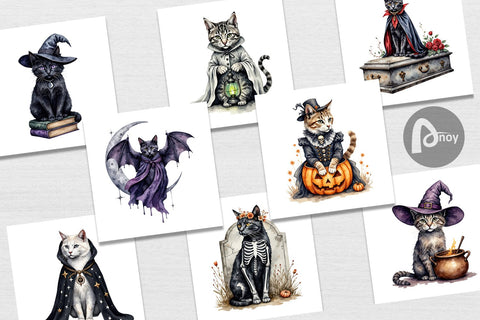 Digital Paper Gothic Catloween Digital Pattern artnoy 