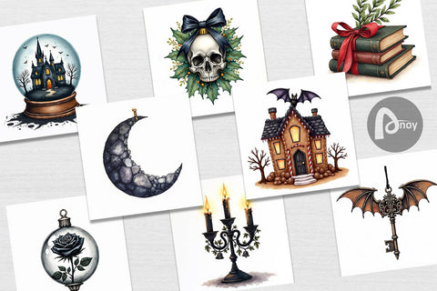 Digital Paper Gothic Elegance Watercolor Christmas Digital Pattern artnoy 