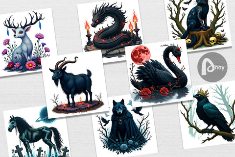 Digital Paper Gothic Enchanted Beasts Digital Pattern artnoy 