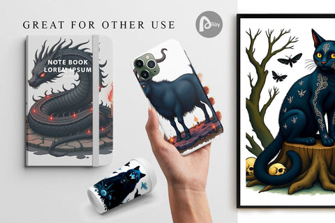 Digital Paper Gothic Enchanted Beasts Digital Pattern artnoy 