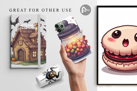 Digital Paper Gothic Halloween Candies and Treats Digital Pattern artnoy 