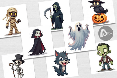 Digital Paper Gothic Halloween Characters Digital Pattern artnoy 