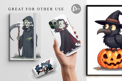 Digital Paper Gothic Halloween Characters Digital Pattern artnoy 