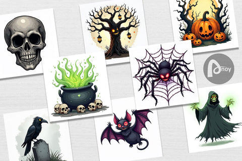 Digital Paper Gothic Halloween Creatures Digital Pattern artnoy 