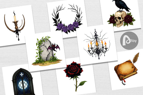 Digital Paper Gothic Halloween Elegance Digital Pattern artnoy 