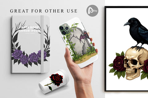 Digital Paper Gothic Halloween Elegance Digital Pattern artnoy 