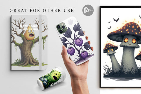 Digital Paper Gothic Halloween Plants and Herbs Digital Pattern artnoy 