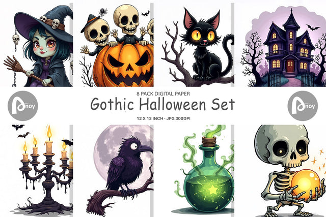 Digital Paper Gothic Halloween Set Digital Pattern artnoy 