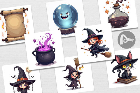 Digital Paper Gothic Halloween Witches Digital Pattern artnoy 