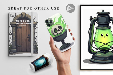 Digital Paper Gothic Haunted Objects Digital Pattern artnoy 