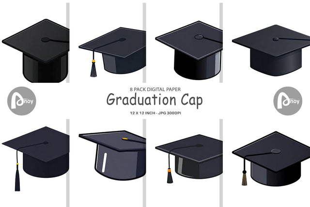 Digital Paper Graduation Cap Digital Pattern artnoy 